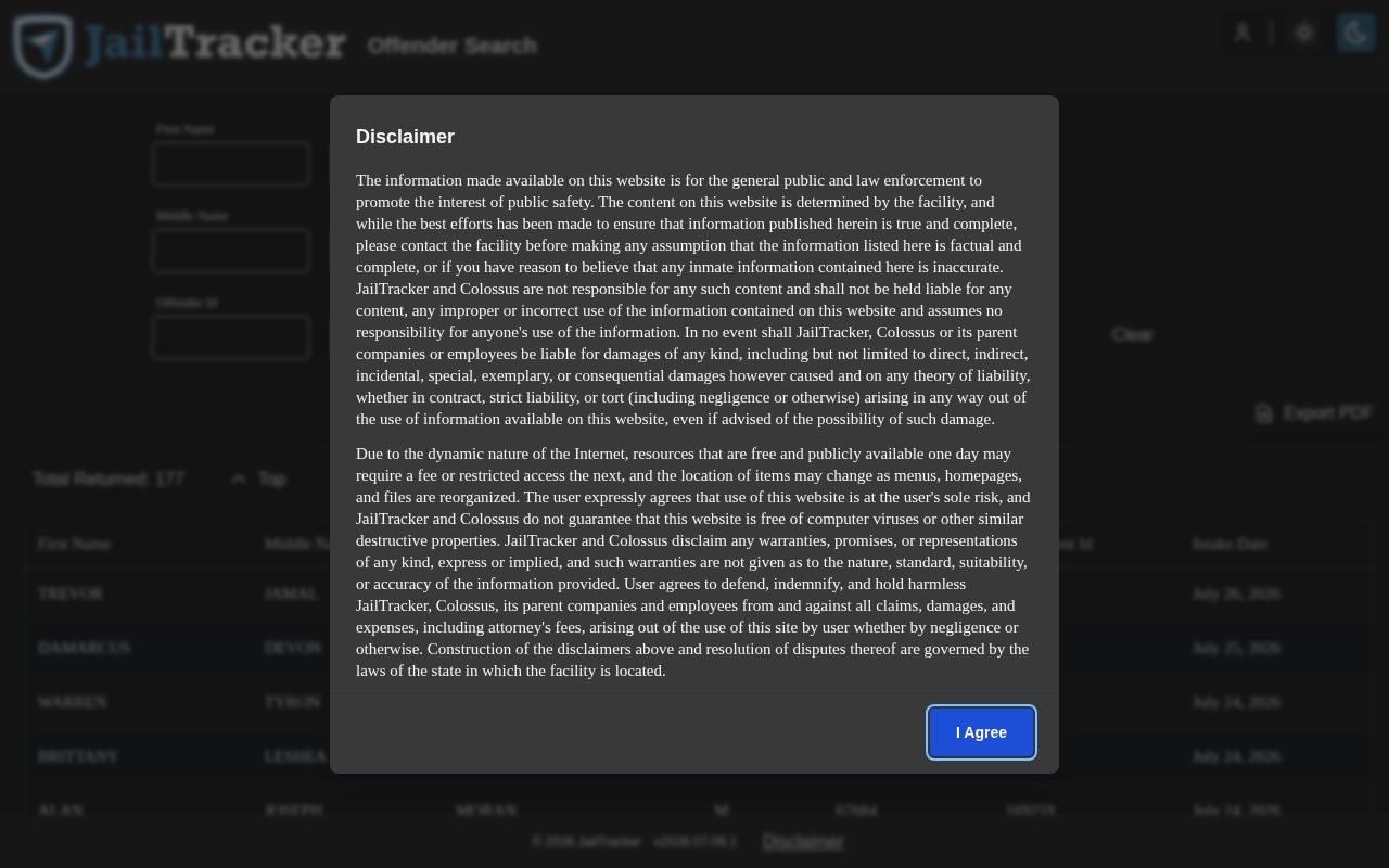 Hancock County 24-hour release check using the current JailTracker controls
